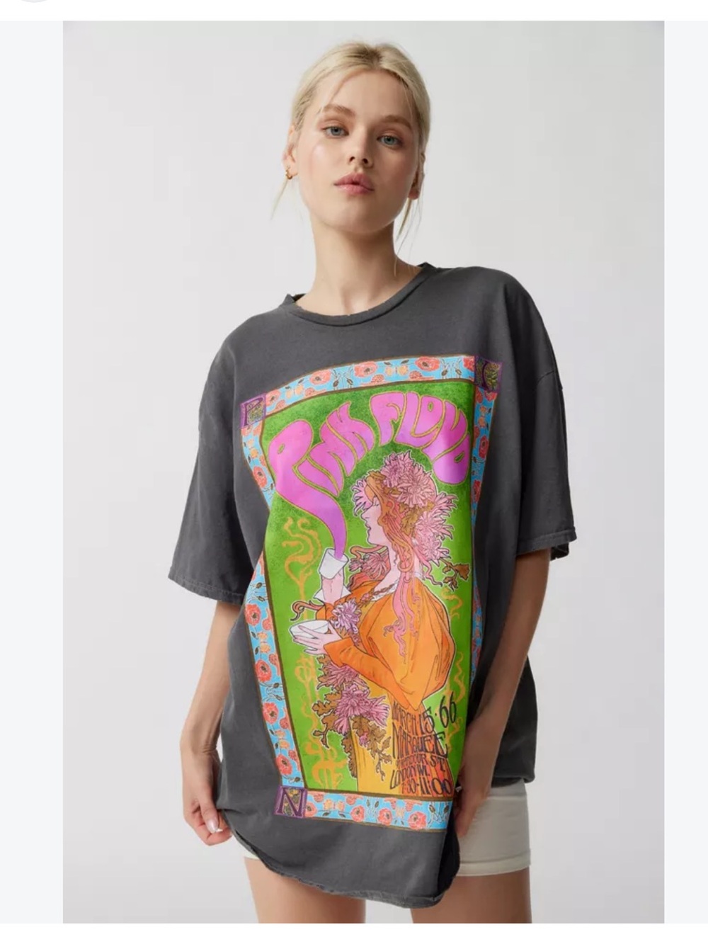 URBAN OUTFITTERS Pink Floyd Charcoal Graphic T-Shirt Dress